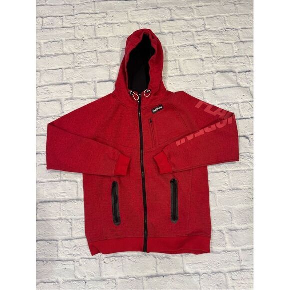 Flag Nor Fail Unisex Full Zip Performance Fleece Hoodie in Red Size Small - Picture 2 of 7